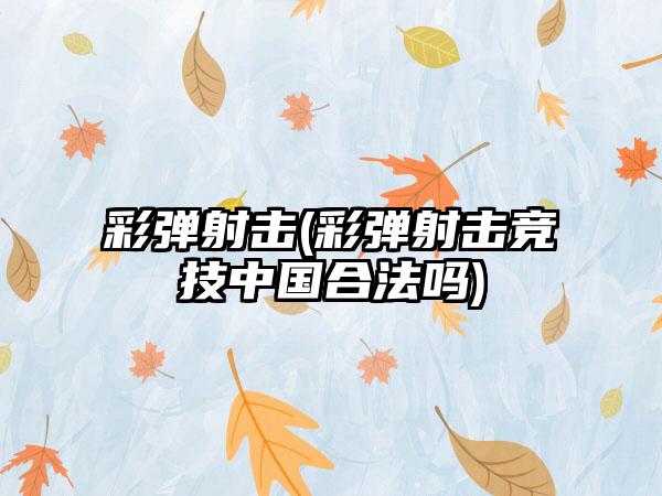 彩弹射击(彩弹射击竞技中国合法吗)