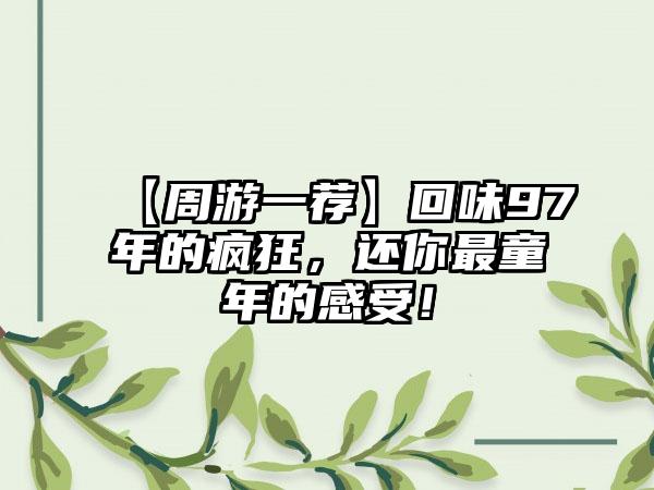 【周游一荐】回味97年的疯狂，还你最童年的感受！
