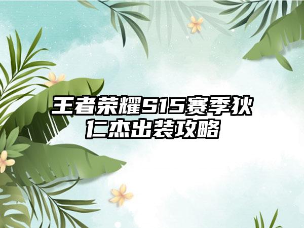王者荣耀S15赛季狄仁杰出装攻略