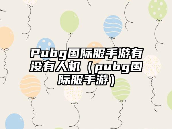 Pubg国际服手游有没有人机（pubg国际服手游）