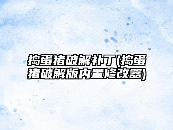 捣蛋猪破解补丁(捣蛋猪破解版内置修改器)