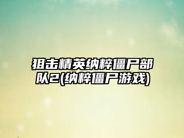 狙击精英纳粹僵尸部队2(纳粹僵尸游戏)
