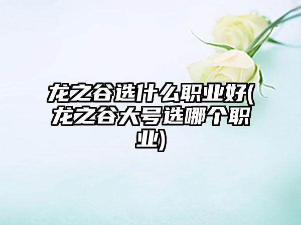 龙之谷选什么职业好(龙之谷大号选哪个职业)