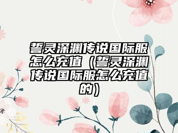 誓灵深渊传说国际服怎么充值（誓灵深渊传说国际服怎么充值的）