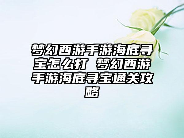 梦幻西游手游海底寻宝怎么打 梦幻西游手游海底寻宝通关攻略