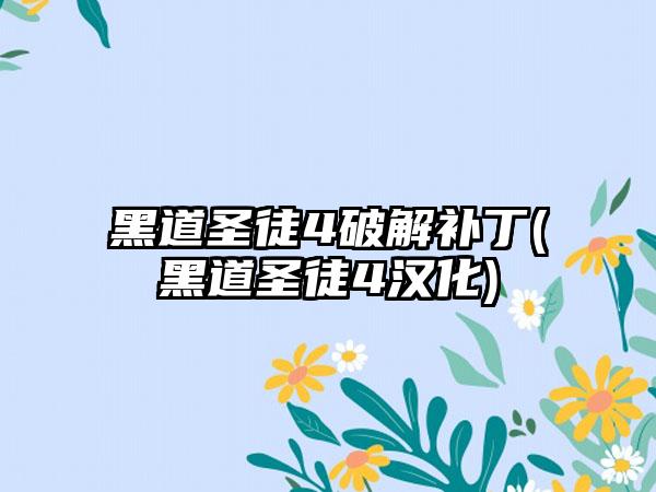 黑道圣徒4破解补丁(黑道圣徒4汉化)