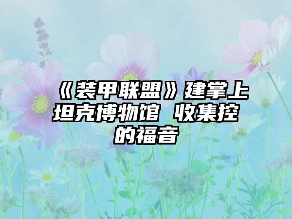 《装甲联盟》建掌上坦克博物馆 收集控的福音