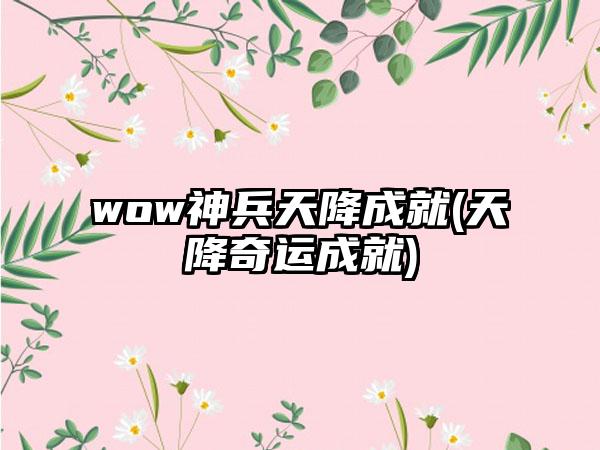 wow神兵天降成就(天降奇运成就)