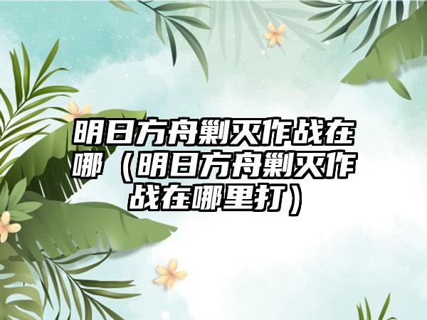 明日方舟剿灭作战在哪（明日方舟剿灭作战在哪里打）