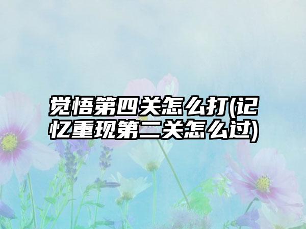 觉悟第四关怎么打(记忆重现第二关怎么过)