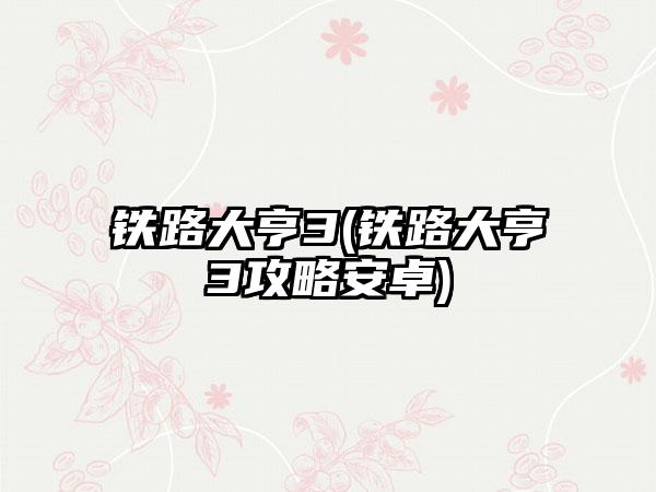 铁路大亨3(铁路大亨3攻略安卓)