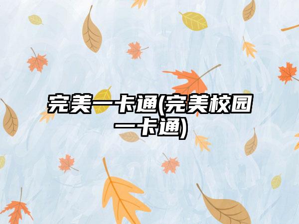 完美一卡通(完美校园一卡通)