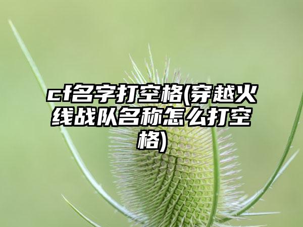 cf名字打空格(穿越火线战队名称怎么打空格)