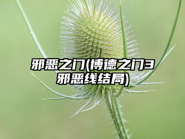 邪恶之门(博德之门3邪恶线结局)