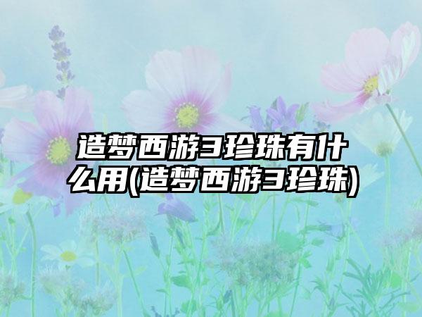 造梦西游3珍珠有什么用(造梦西游3珍珠)
