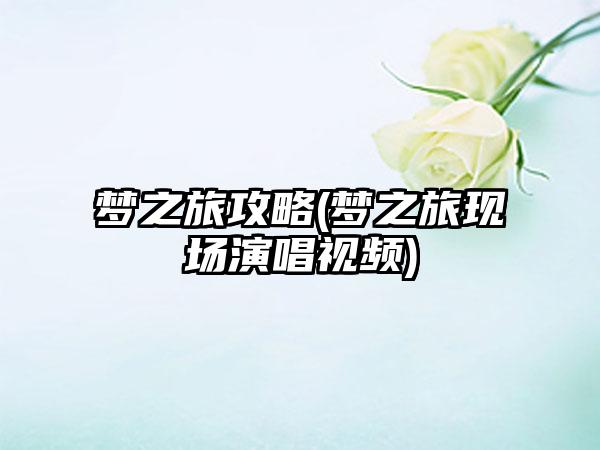 梦之旅攻略(梦之旅现场演唱视频)