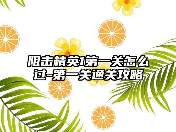 阻击精英1第一关怎么过-第一关通关攻略