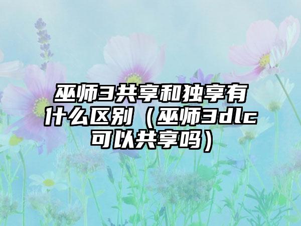 巫师3共享和独享有什么区别（巫师3dlc可以共享吗）