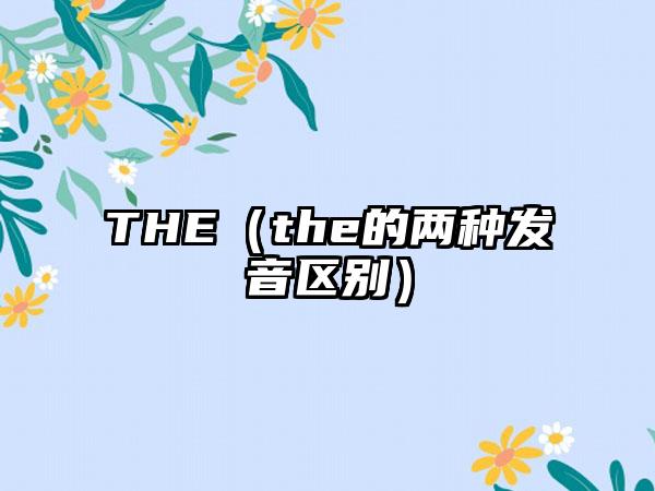 THE（the的两种发音区别）