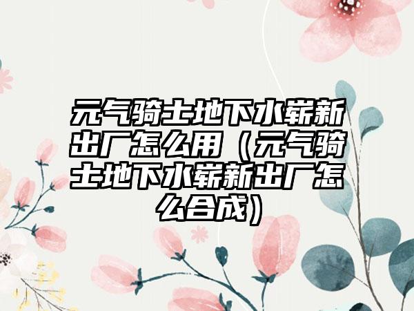 元气骑士地下水崭新出厂怎么用（元气骑士地下水崭新出厂怎么合成）