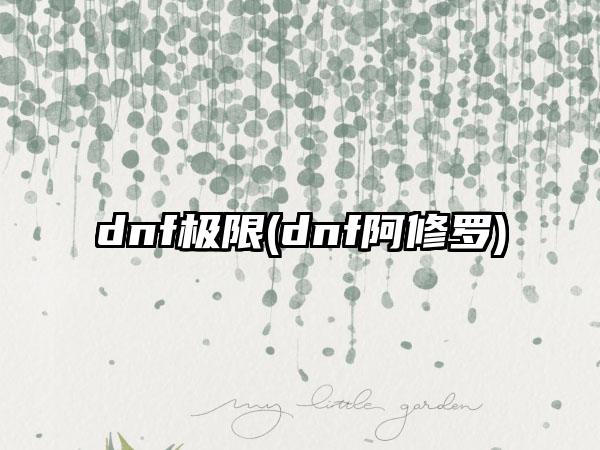 dnf极限(dnf阿修罗)