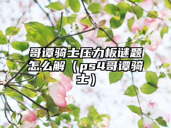 哥谭骑士压力板谜题怎么解（ps4哥谭骑士）