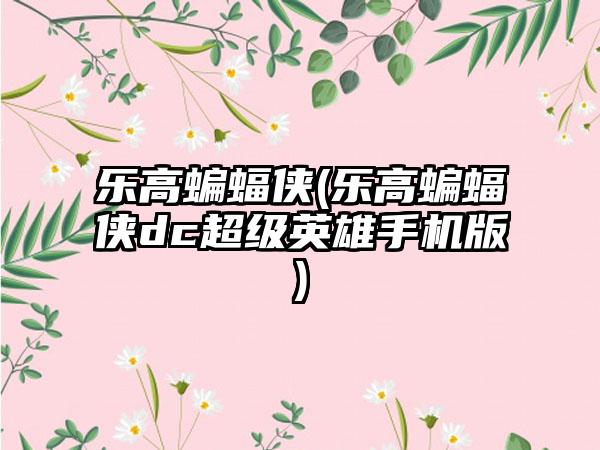 乐高蝙蝠侠(乐高蝙蝠侠dc超级英雄手机版)