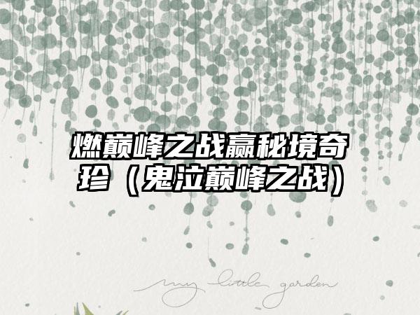 燃巅峰之战赢秘境奇珍（鬼泣巅峰之战）