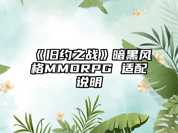 《旧约之战》暗黑风格MMORPG 适配说明