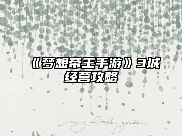 《梦想帝王手游》3城经营攻略