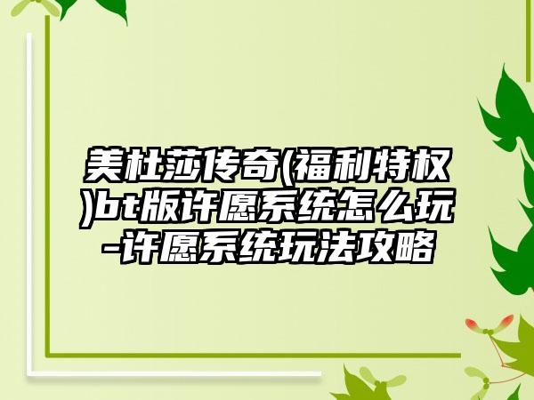美杜莎传奇(福利特权)bt版许愿系统怎么玩-许愿系统玩法攻略
