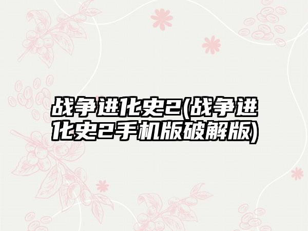 战争进化史2(战争进化史2手机版破解版)