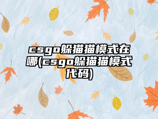 csgo躲猫猫模式在哪(csgo躲猫猫模式代码)
