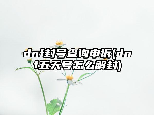 dnf封号查询申诉(dnf五天号怎么解封)