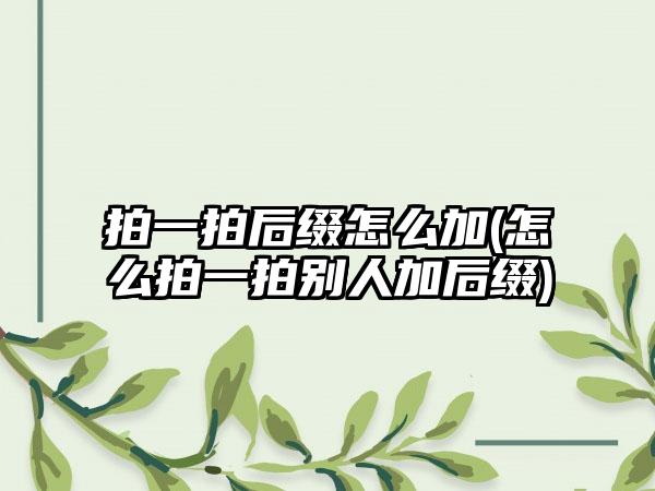 拍一拍后缀怎么加(怎么拍一拍别人加后缀)