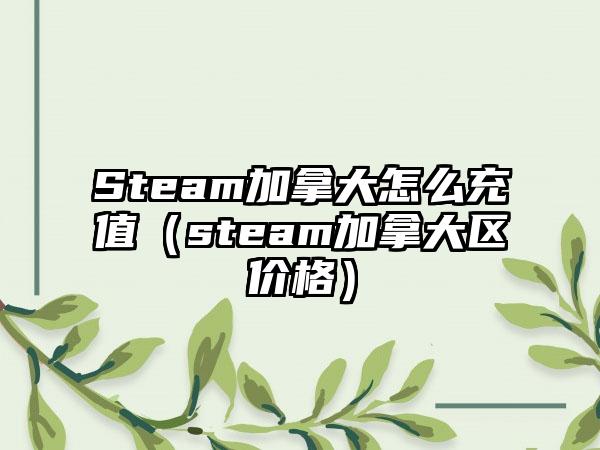 Steam加拿大怎么充值（steam加拿大区价格）