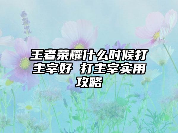 王者荣耀什么时候打主宰好 打主宰实用攻略