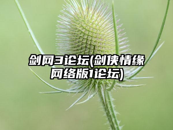 剑网3论坛(剑侠情缘网络版1论坛)