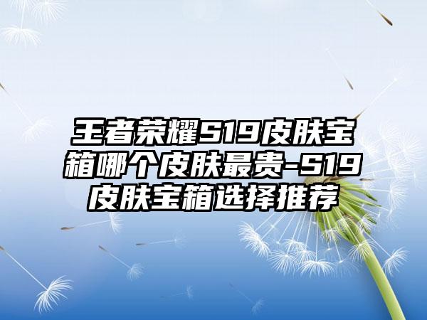 王者荣耀S19皮肤宝箱哪个皮肤最贵-S19皮肤宝箱选择推荐
