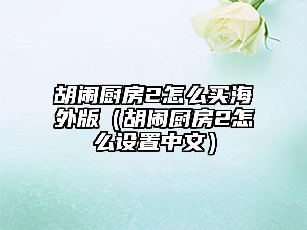 胡闹厨房2怎么买海外版（胡闹厨房2怎么设置中文）