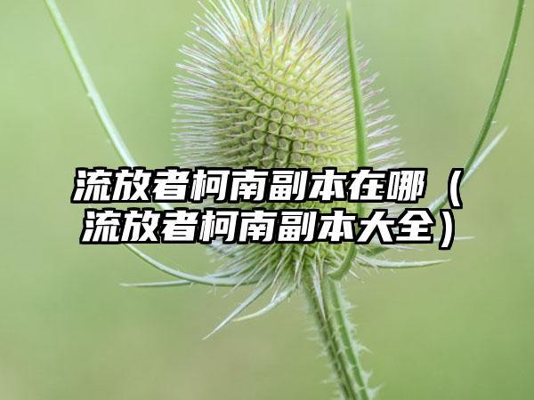 流放者柯南副本在哪（流放者柯南副本大全）