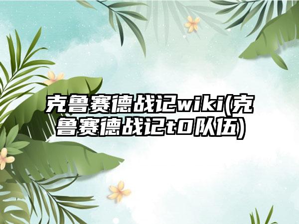 克鲁赛德战记wiki(克鲁赛德战记t0队伍)