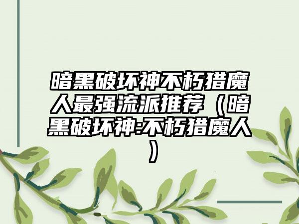 暗黑破坏神不朽猎魔人最强流派推荐（暗黑破坏神:不朽猎魔人）