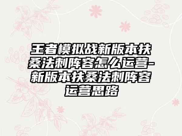 王者模拟战新版本扶桑法刺阵容怎么运营-新版本扶桑法刺阵容运营思路