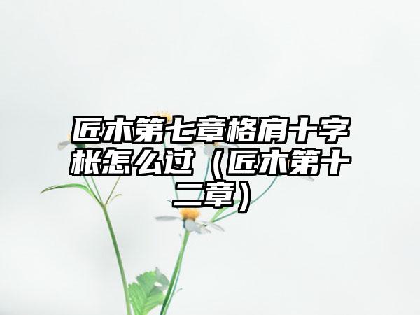 匠木第七章格肩十字枨怎么过（匠木第十二章）