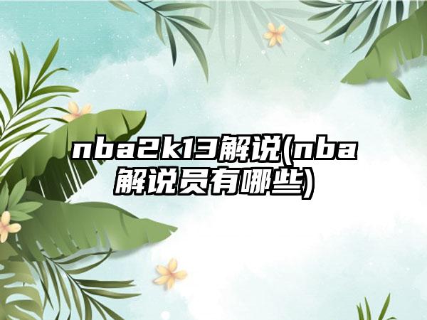 nba2k13解说(nba解说员有哪些)
