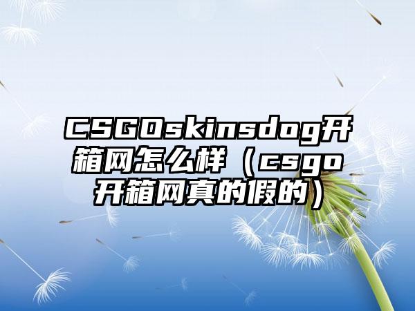 CSGOskinsdog开箱网怎么样（csgo开箱网真的假的）