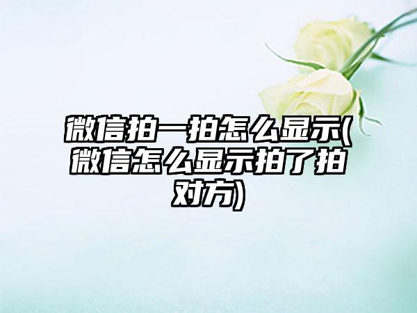 微信拍一拍怎么显示(微信怎么显示拍了拍对方)