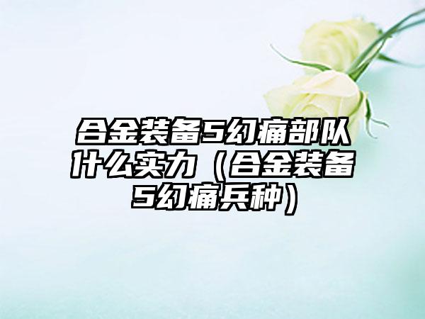 合金装备5幻痛部队什么实力（合金装备5幻痛兵种）