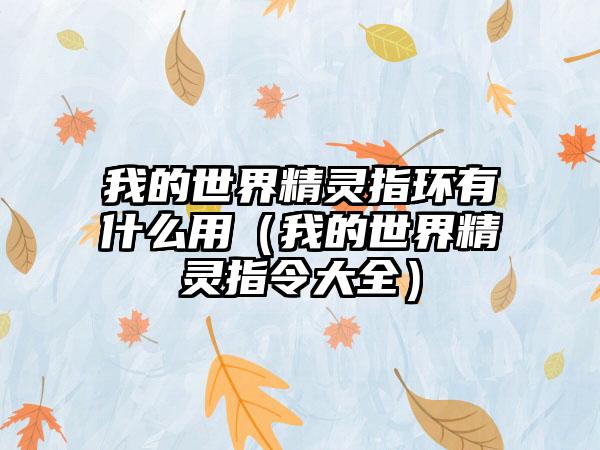 我的世界精灵指环有什么用（我的世界精灵指令大全）
